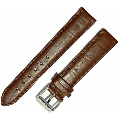 Ремешок 1805-01-1-3 Kroko Коричневый рыжий кожаный ремень 18 мм для часов наручных из кожи натуральной мужской женский матовый