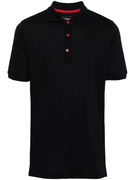 Kiton рубашка поло из ткани пике, синий