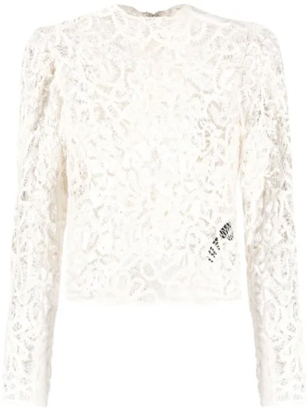 ISABEL MARANT кружевной топ Neline с длинными рукавами, нейтральный цвет