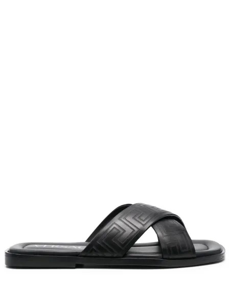 Versace шлепанцы с узором Greca, черный