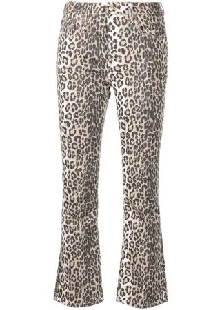R13 расклешенные укороченные джинсы с леопардовым принтом