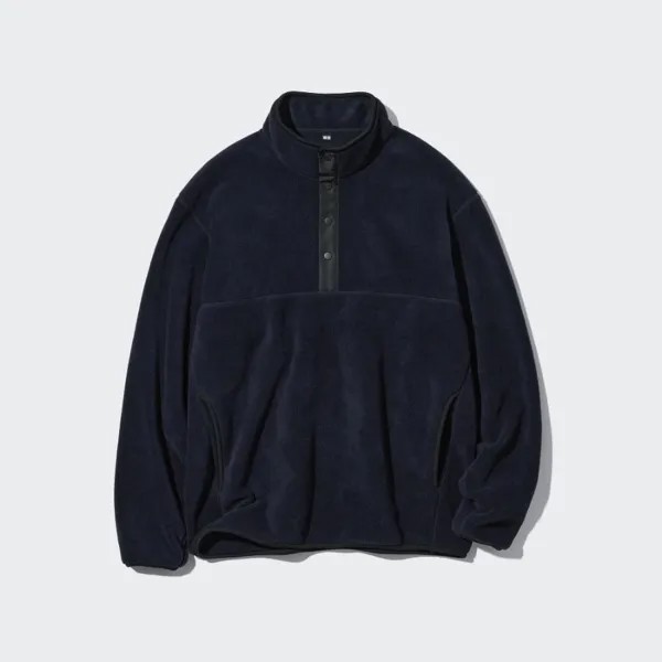 Свитер Uniqlo Fleece Button-up, черный