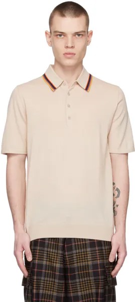 Бежевая футболка-поло в полоску Paul Smith