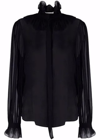 Saint Laurent блузка с длинными рукавами и оборками