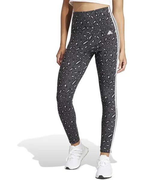 Брюки adidas Essentials 3-Stripes Animal Printed Leggings, цвет Grey/Carbon/Black