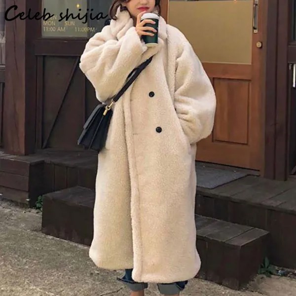 Утепленная шерстяная куртка абрикосового цвета, женское уличное длинное пальто с отложным воротником, элегантная одежда в Корейском стиле для осени, 2022
