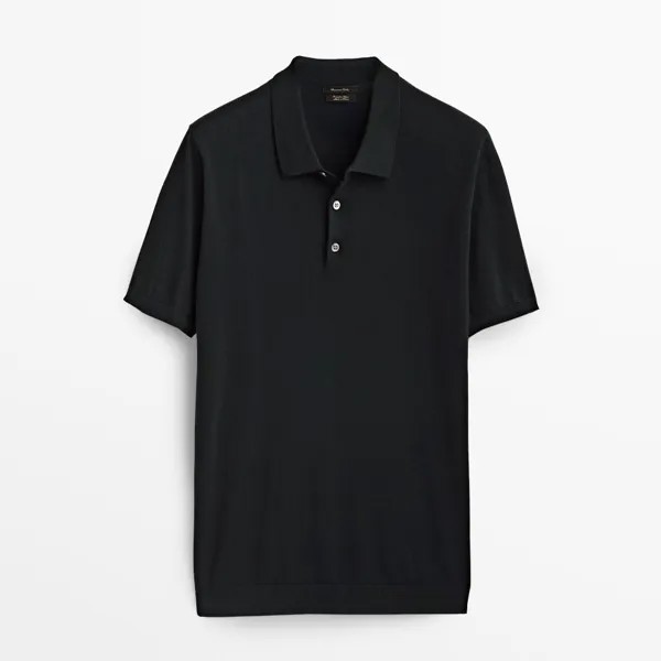 Свитер Massimo Dutti Short Sleeve Cotton Polo, черный