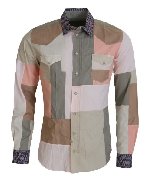 DOLCE - GABBANA Рубашка Разноцветный хлопок в стиле пэчворк Slim 37 / 14,5 США / XS 900 долларов США