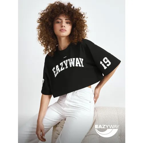 Футболка Eazyway, оверсайз, хлопок, размер M/L, черный