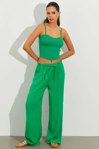 Женские зеленые брюки палаццо Cool & Sexy, зеленый