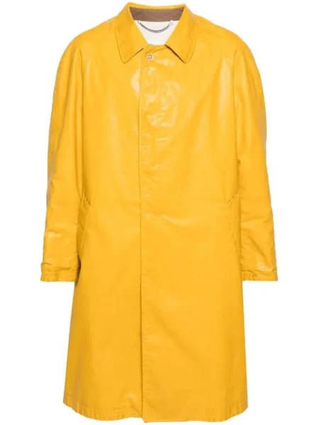 Maison Margiela длинный тренч с эффектом потертости, желтый