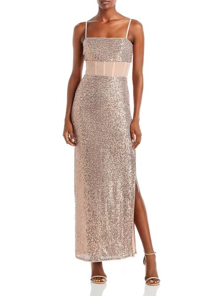 Женское длинное вечернее платье с пайетками BCBGMAXAZRIA, цвет Rose Gold