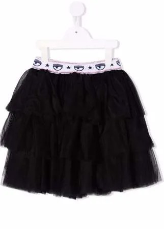 Chiara Ferragni Kids ярусная юбка из коллаборации с Chiara Ferragni