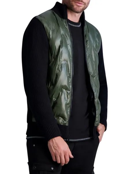 Стеганая куртка-пуховик с цветными блоками Karl Lagerfeld Paris, цвет Olive Black