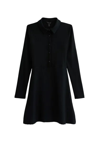 Платье-рубашка Crinkle New Look, черное