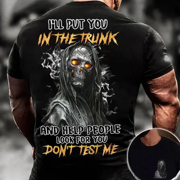 Мужская хлопковая футболка с принтом I'll Put You In The Trunk Skull