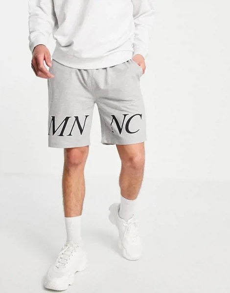 Серые трикотажные шорты с принтом логотипа Mennace-Серый