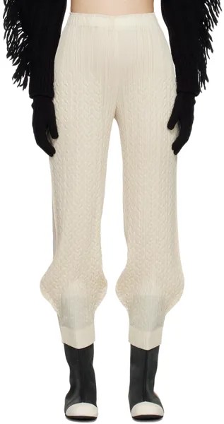 Бежевые брюки с косой строчкой Pleats Please Issey Miyake