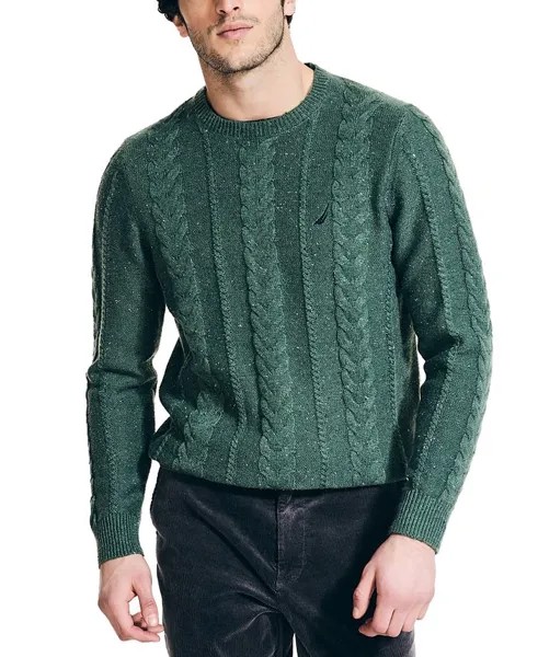 Мужской пуловер косой вязки, свитер с круглым вырезом Nautica, зеленый