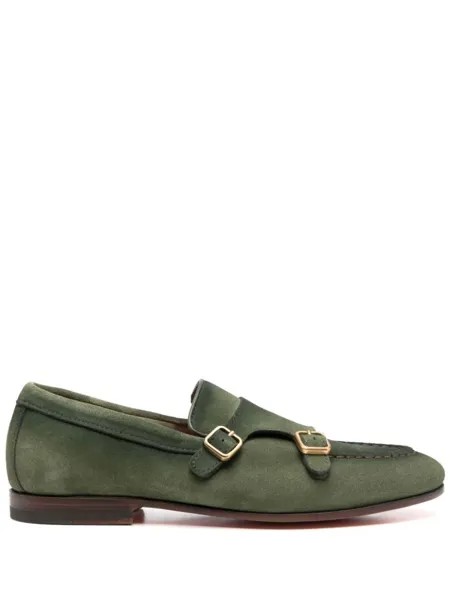 Santoni туфли монки Carlos с ремешками, зеленый