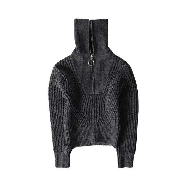 Свитер Ami Ribbed Truck Neck Sweater, серый