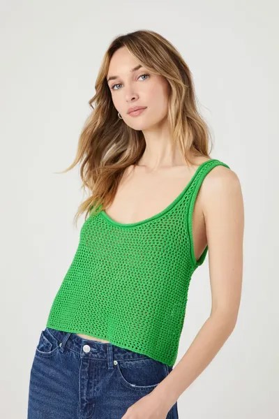 Свитер-майка крючком Forever 21, зеленый