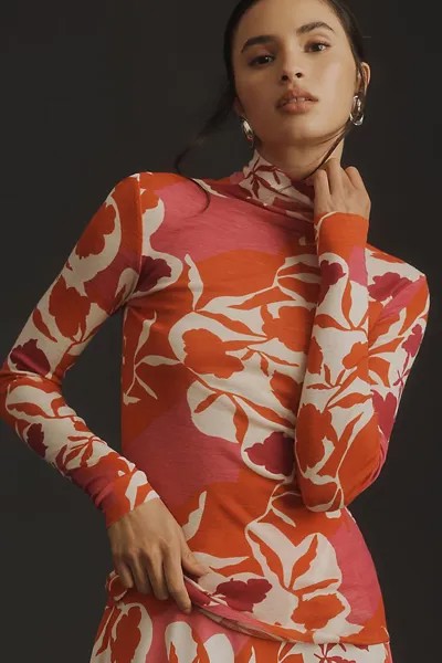 Топ шерстяной Marimekko Veduta Serenaadi с воротником, розовый