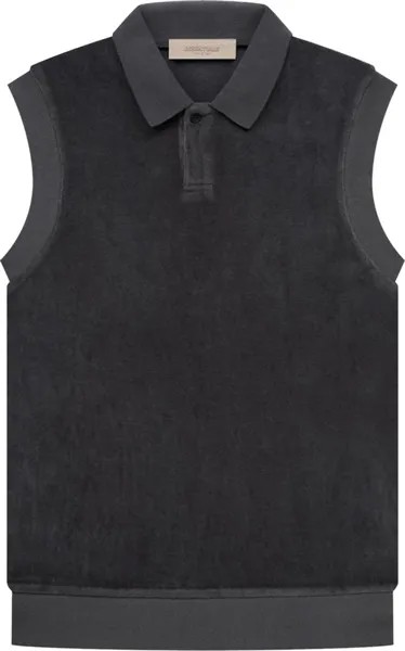 Поло Fear of God Essentials Velour Sleeveless Polo 'Iron', черный