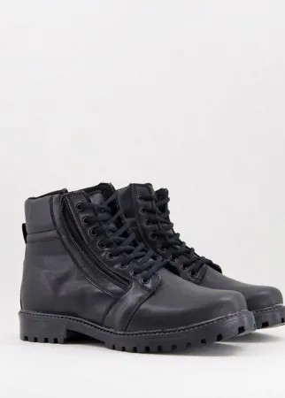 Черные ботинки на шнуровке с молнией сбоку Bolongaro Trevor-Черный цвет