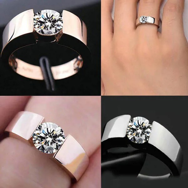Титан Кольца из нержавеющей сталиДля любителей Простой дизайн кольцо, цвет розового золота, серебристый цвет Smart US размер 6-13