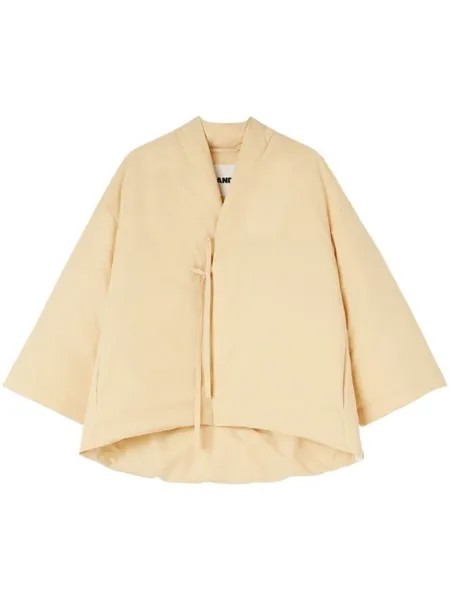 Jil Sander утепленная куртка с поясом, нейтральный цвет