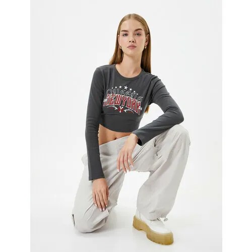Лонгслив KOTON, размер L, , черный, серый