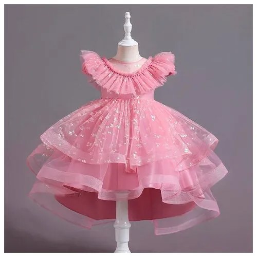 Платье-ампир MIX, вискоза, нарядное, однотонное, размер 110, розовый