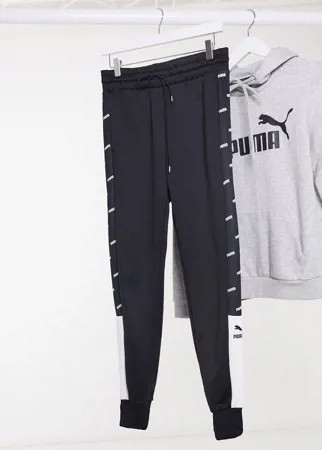 Черно-белые спортивные брюки с графическим принтом Puma-Черный
