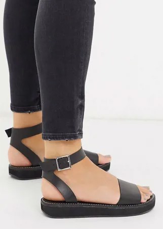 Черные сандалии для широкой стопы на платформе ASOS DESIGN-Черный цвет