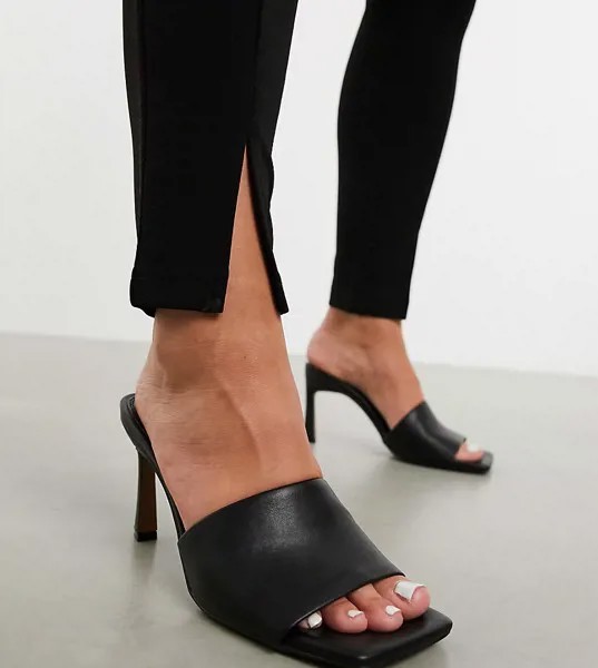 Черные босоножки-мюли для широкой стопы ASOS DESIGN-Черный цвет