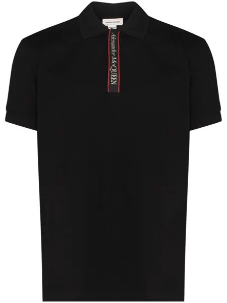 Alexander McQueen рубашка поло с короткими рукавами и логотипом, черный