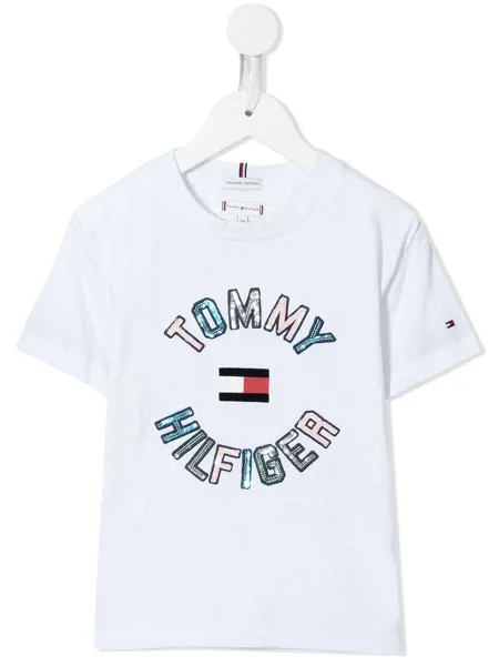 Tommy Hilfiger Junior футболка с логотипом из пайеток