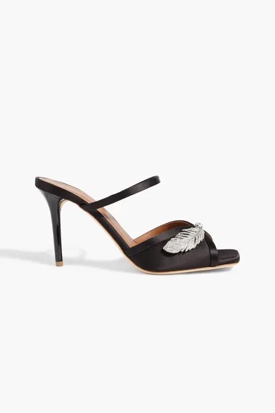 Атласные мюли Fion 85 с декором MALONE SOULIERS, черный