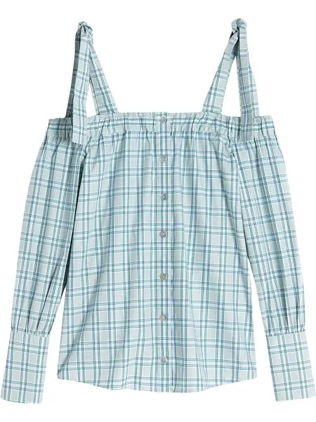 Victoria Victoria Beckham клетчатая рубашка с открытыми плечами