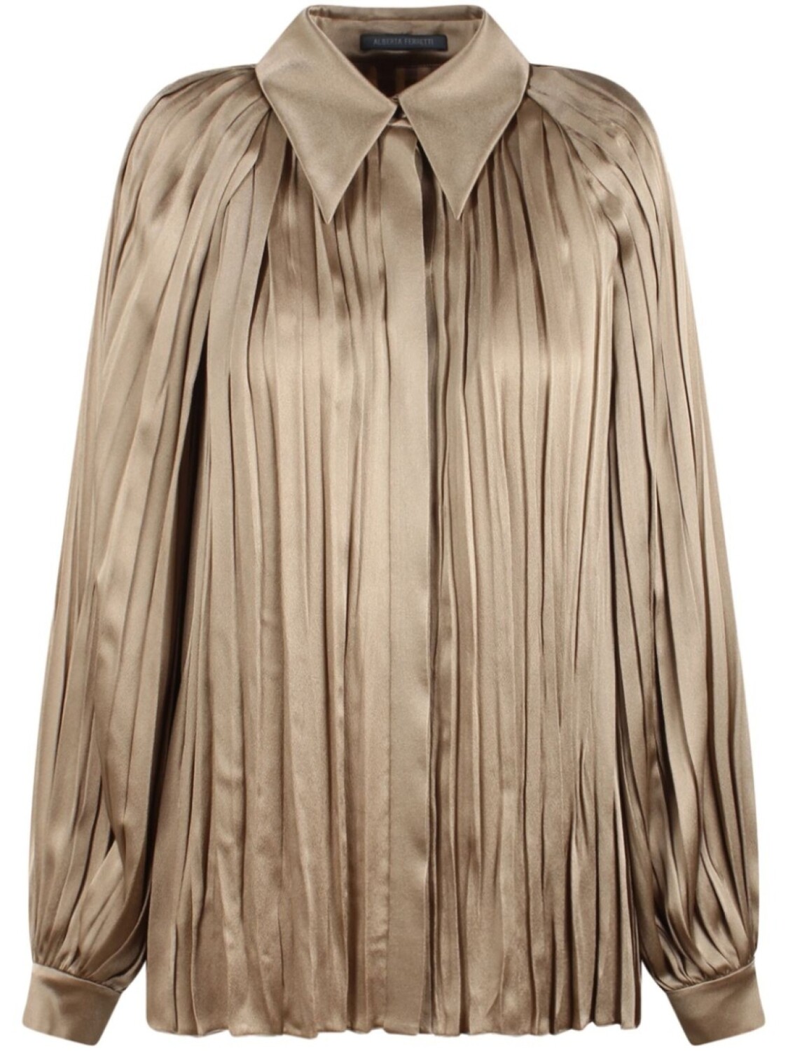 Плиссированная атласная рубашка Alberta Ferretti, коричневый