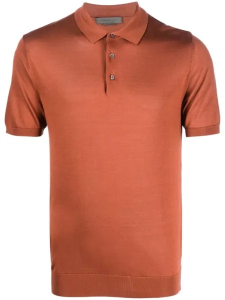 Corneliani шелковая рубашка поло с короткими рукавами, коричневый