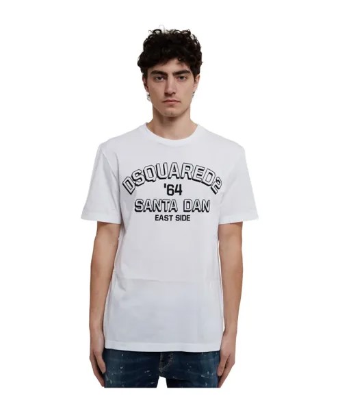 Хлопковая футболка S с принтом логотипа Dsquared2, белый
