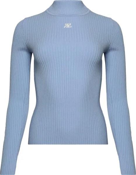 Свитер Courrèges Mockneck Rib Knit Sweater 'Sky', синий