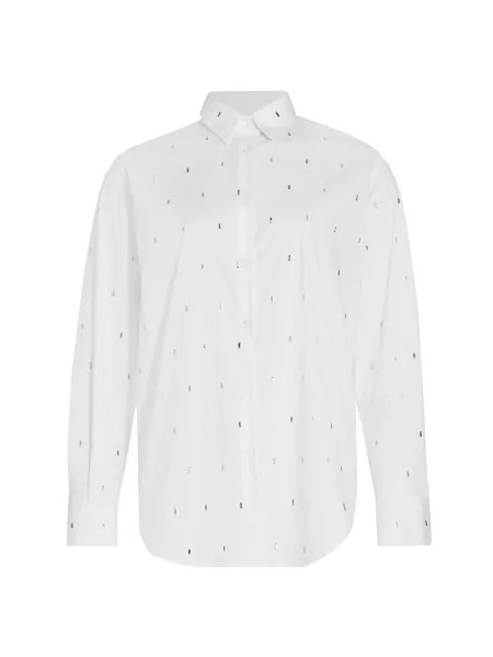 Поплиновая рубашка с кристаллами Piazza Sempione, белый