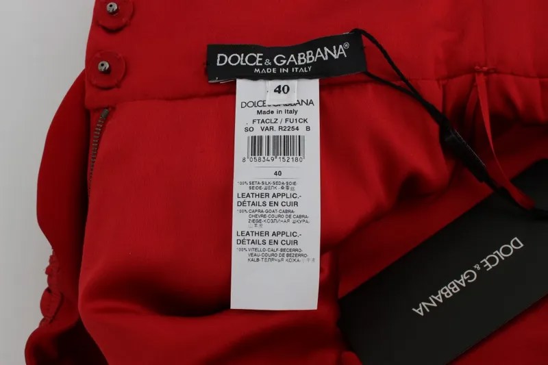 Dolce & Gabbana Glamorous шелковые женские шорты с цветочной вышивкой, красный