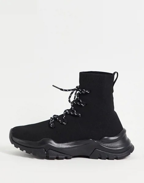 Черные кроссовки на шнуровке с плотно прилегающей манжетой ASOS DESIGN Download-Черный цвет