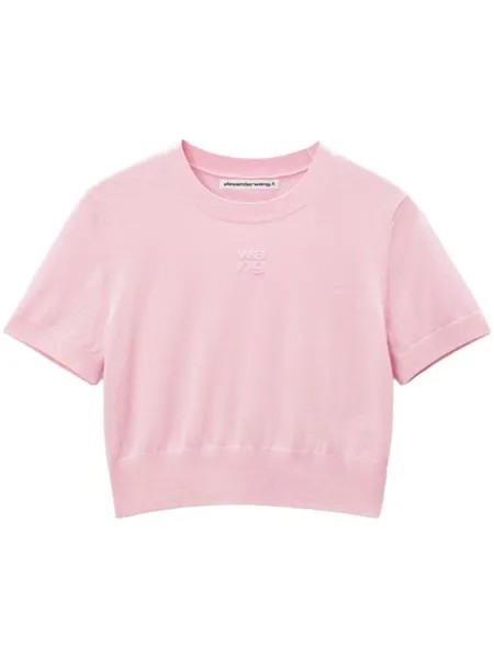 Alexander Wang футболка с тисненым логотипом, розовый