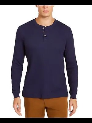 CLUBROOM Мужская темно-синяя рубашка Heather с длинным рукавом классического кроя с термопринтом Henley XXL