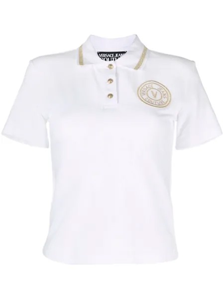 Рубашка поло с логотипом V-Emblem Versace Jeans Couture, белый